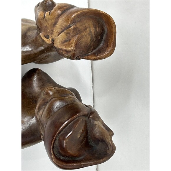 Pair Hand Carved African Tribal Wood Bust Man Woman Sculpture Folk Art Smooth - Picture 9 of 10